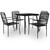Dining Set Black Cotton Rope, Powder-Coated Steel, Tempered Glass A949-48569