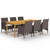 Dining Set Brown Solid Acacia wood, PE Rattan, Powder-coated steel A949-3067858