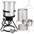 13*32inch Four-Piece Set, Black Round Iron Stove Frame, Silver Aluminum 30qt Turkey Pot 10qt Fish P T575-S0671285944