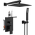 Rainfall Shower System With Storage Rack 10 inch Shower Faucet Set Matte Black with High Pressure w T575-S0671436718