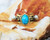 Antique Gold Cartilage Ear Cuff with Oval Turquoise Stone T575-S0671357329