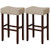 2 Set of 29 Inch Height Upholstered Bar Stool with Solid Rubber Wood Legs and Footrest-Beige - Colo D681-JV10850BE-29