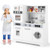 Pretend Play Kitchen Wooden Toy Set Kitchen Accessory Playset with Real Lights Sounds-White - Color D681-TP10236WH