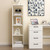 5 Tiers 4-Cube Narrow Bookshelf with 4 Anti-Tipping Kits-White - Color: White D681-CB10446WH