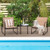 3 Pieces Patio Conversation Set with Breathable Fabric and Tabletop-Brown - Color: Brown D681-NP11049CF