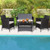 4 Pieces Patio Conversation Set with Soft Cushions and Tempered Glass Tabletop - Color: Brown D681-HW70627