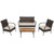 4 Pieces Patio Cushioned Wicker Conversation Set with Acacia Wood Tabletop - Color: Brown D681-HW67768