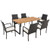 7 Pieces Patio Rattan Dining Set with Umbrella Hole-L-shaped Handrail - Color: Black D681-HW70830-2+HW70830-4+HW70840