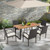 7 Pieces Patio Rattan Dining Set with Umbrella Hole-L-shaped Handrail - Color: Black D681-HW70830-2+HW70830-4+HW70840