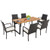 7 Pieces Patio Rattan Dining Set with Umbrella Hole-L-shaped Handrail - Color: Black D681-HW70830-2+HW70830-4+HW70840