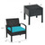 3 Pieces Outdoor Rattan Patio Conversation Set with Seat Cushions-Turquoise - Color: Turquoise D681-HW63218TU