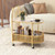 2-Tier Mobile Glass Coffee Table with Bear Pattern-Golden - Color: Golden D681-JV11722GD