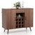 Mid-century Modern Buffet Sideboard Server Cabinet with 9-Bottle Wine Rack-Walnut - Color: Walnut D681-JV11158WT