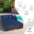Spacious Outdoor Rattan Daybed with Upholstered Cushions and Pillows-Navy - Color: Navy D681-HW67329NY