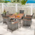 7 Pieces Patio Acacia Wood Cushioned PE Rattan Wicker Dining Set - Color: Brown D681-HW71526+