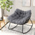 Outdoor Rocking Chair Oversized Patio PE Wicker Egg Chair with Cushion-Gray - Color: Gray D681-NP11980GR