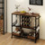 3 Tiers Bar Cart on Wheels with Glass Racks-Rustic Brown - Color: Rustic Brown D681-JV11558CF