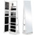 360?° Rotating Mirrored Jewelry Cabinet Armoire 3 Color LED Modes Lockable-White - Color: White D681-JV10430WH