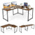 95 Inch 2-Person L-Shaped Long Reversible Computer Desk with Monitor Stand-Rustic Brown - Color: Ru D681-CB10122CF