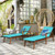 3 Pieces Portable Patio Cushioned Rattan Lounge Chair Set with Folding Table-Turquoise - Color: Tur D681-OP70650TU