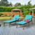 3 Pieces Portable Patio Cushioned Rattan Lounge Chair Set with Folding Table-Turquoise - Color: Tur D681-OP70650TU