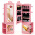 3-in-1 Freestanding Kids Jewelry Cabinet Armoire with Full Length Mirror-Pink - Color: Pink D681-HY10316PI