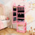 3-in-1 Freestanding Kids Jewelry Cabinet Armoire with Full Length Mirror-Pink - Color: Pink D681-HY10316PI