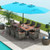 10 Pieces Patio Wicker Dining Set with 15 Feet Double-Sided Patio Umbrella-Turquoise - Color: Turqu D681-NP10209GN+HW71816+