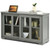 Sideboard Buffet Cupboard Storage Cabinet with Sliding Door-Gray - Color: Gray D681-HW53867GR