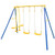 Metal Swing Set for Backyard with 2 Swing Seats and 2 Glider Seats-Blue - Color: Blue D681-NP11647BL