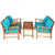 4 Pieces Wooden Patio Furniture Set Table Sofa Chair Cushioned Garden - Color: Turquoise D681-HW62425TU+