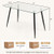 Modern Glass Rectangular Dining Table with Metal Legs-Black - Color: Black D681-KC53672BK+