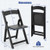 Set of 4 Dining Chairs Foldable Kitchen Chair with Rubber Wood Legs and Padded Seat-Black - Color:  D681-JV11740DK-4