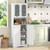 64.5 Inches Tall Bathroom Storage Cabinet with Frost Glass Doors and Shelves-White - Color: White D681-JV11752WH