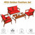 4 Piece  Acacia Wood Patio Rattan Furniture Set-Red - Color: Red D681-HW66517RE+