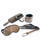 Spartacus Faux Leather Wrist Restraints Blindfold & Flogger Bondage Kit - Gold X615-SPU-115GD