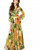 Color: Yellow, size: XL - 2021 Summer Amazon New Lantern Sleeve V-neck Green Leaf Print Sk Q119-CJNSSYLY01822-Yellow-XL