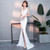 White evening dress female 2021 new banquet elegant elegant fishtail sexy fashion ladies dinner lon Q119-CJNSSYLY01678