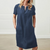 Color: Navy blue, Size: XL - Cotton and linen loose short-sleeved skirt Q119-CJNSSYLY02176-Navy blue-XL