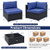 10 Piece Outdoor Wicker Conversation Set with Seat and Back Cushions-Navy - Color: Navy D681-HW71507NY+