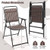 4 pcs Patio Folding Chairs with PP Seat and Back and 400 LBS Heavy-Duty Metal Frame-Brown - Color:  D681-NP11907CF-4
