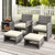 2 Pieces Patio PE Rattan Ottomans with Soft Zippered Cushions for Deck-White - Color: White D681-HW73635WH