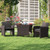 3 Piece Patio Wicker Dining Set with Rectangle Tempered Glass Dining Table-Brown - Color: Brown D681-HW73632DK