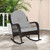 Patio Rattan Rocking Chair with Seat Back Cushions and Waist Pillow-Gray - Color: Gray D681-HW70822GR
