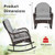Patio Rattan Rocking Chair with Seat Back Cushions and Waist Pillow-Gray - Color: Gray D681-HW70822GR