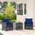 5 Piece Patio Rattan Furniture with 2 Ottomans and Tempered Glass Coffee Table-Navy - Color: Navy D681-HW72144NY+