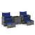 5 Piece Patio Rattan Furniture with 2 Ottomans and Tempered Glass Coffee Table-Navy - Color: Navy D681-HW72144NY+