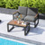 2 Piece Patio Aluminum Furniture Set with Wood-Plastic Armrests and Tabletop-Gray - Color: Gray D681-NP11997GR-A