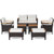7 Piece Rattan Patio Sofa Set with Acacia Wood Tabletop and Armrests - Color: Off White D681-HW70450+