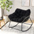 Outdoor Rocking Chair Oversized Patio PE Wicker Egg Chair with Cushion-Black - Color: Black D681-NP11980BK